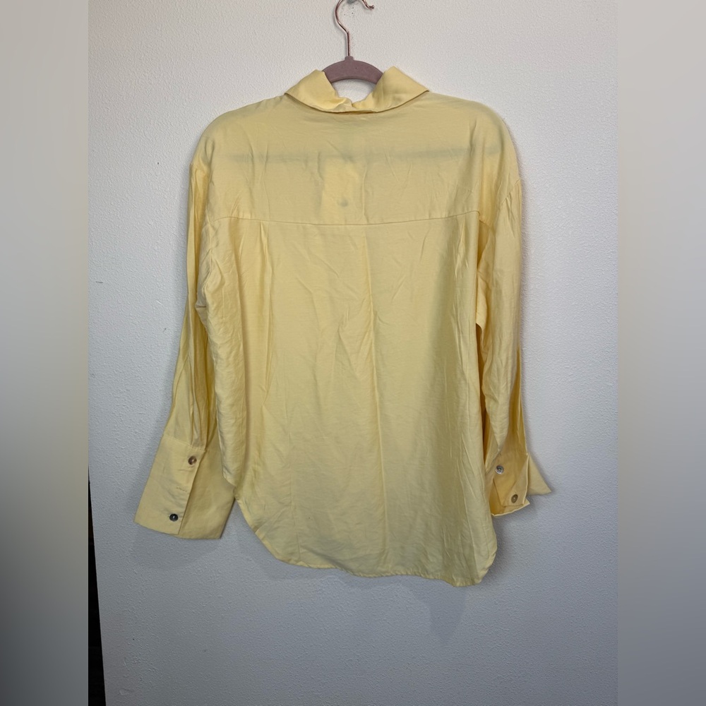 Rumours Yellow Button-Up Blouse S | Bamboo Blend Oversized Shirt Chic Minimalis - Picture 8 of 13